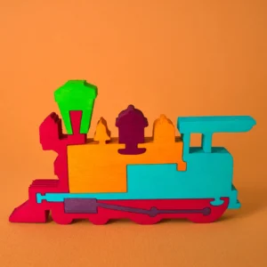 Disassembled wooden locomotive