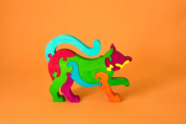 Gatto in legno – Puzzle Decorativo Artigianale